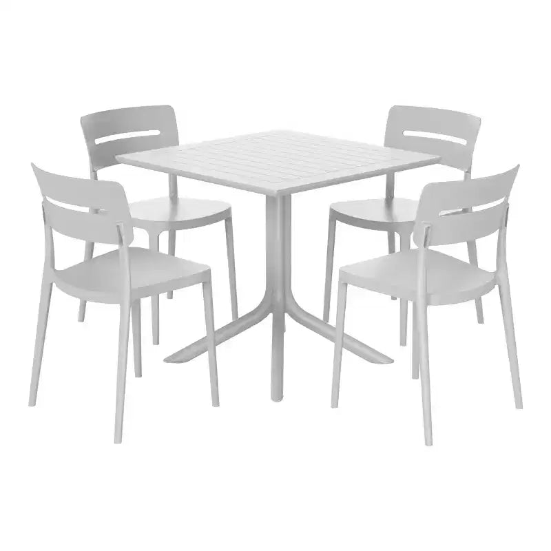 Set da pranzo da esterni WestinTrends Playa Modern da 5 pezzi in resina con sedie da pranzo da esterni impilabili