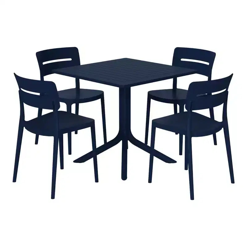 Set da pranzo da esterni WestinTrends Playa Modern da 5 pezzi in resina con sedie da pranzo da esterni impilabili