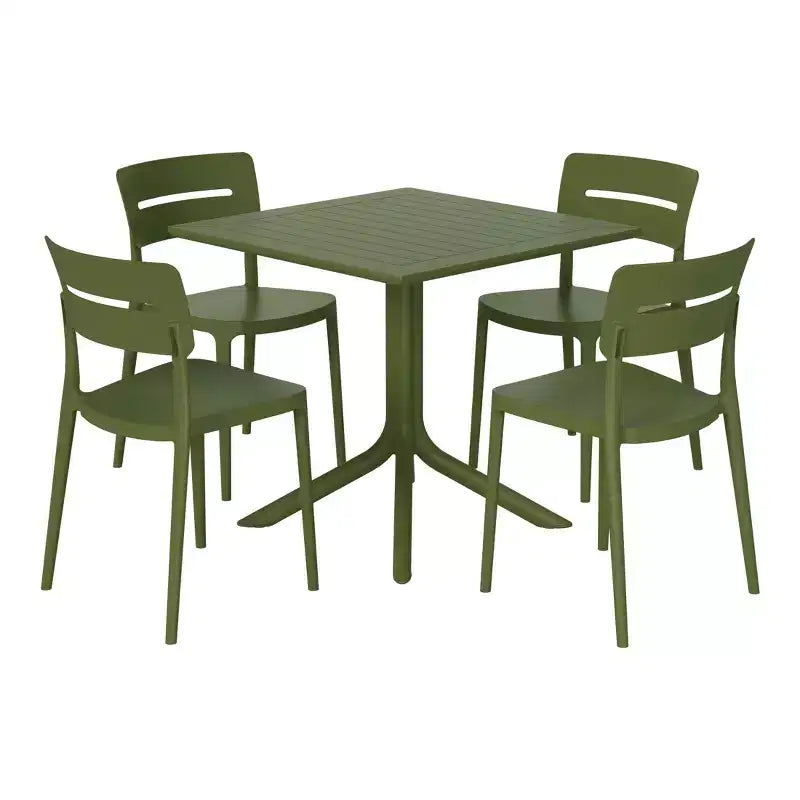 Set da pranzo da esterni WestinTrends Playa Modern da 5 pezzi in resina con sedie da pranzo da esterni impilabili