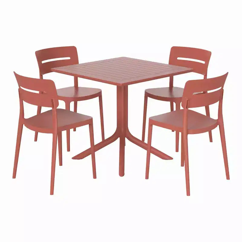 Set da pranzo da esterni WestinTrends Playa Modern da 5 pezzi in resina con sedie da pranzo da esterni impilabili