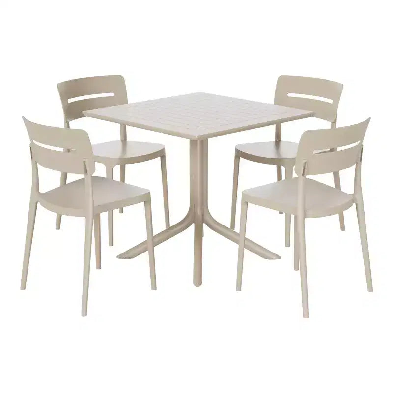 Set da pranzo da esterni WestinTrends Playa Modern da 5 pezzi in resina con sedie da pranzo da esterni impilabili