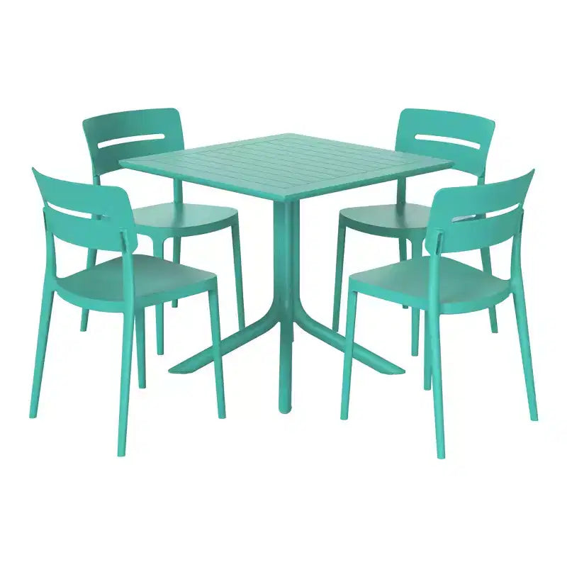Set da pranzo da esterni WestinTrends Playa Modern da 5 pezzi in resina con sedie da pranzo da esterni impilabili