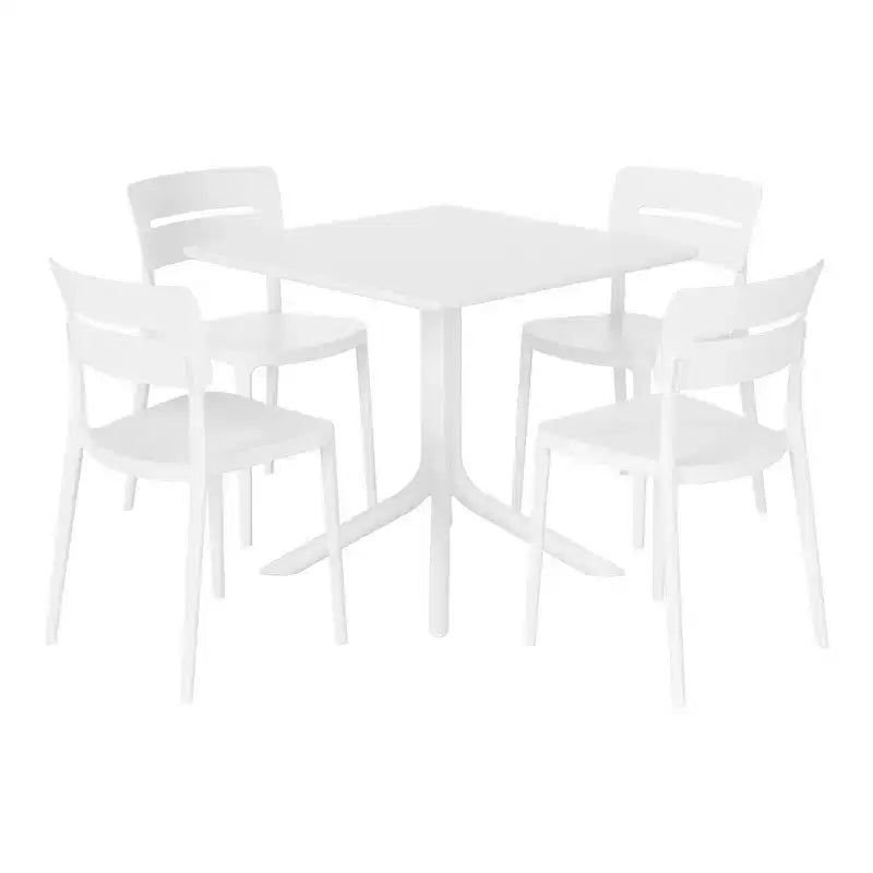 Set da pranzo da esterni WestinTrends Playa Modern da 5 pezzi in resina con sedie da pranzo da esterni impilabili
