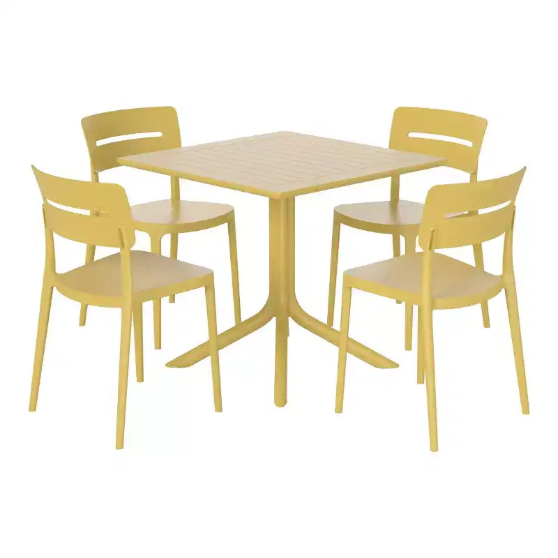 Set da pranzo da esterni WestinTrends Playa Modern da 5 pezzi in resina con sedie da pranzo da esterni impilabili
