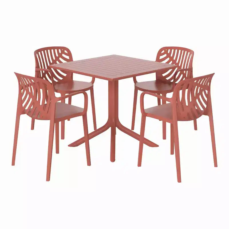 WestinTrends Playa, set da 5 pezzi, tavolo da pranzo quadrato da esterno e sedie da pranzo impilabili