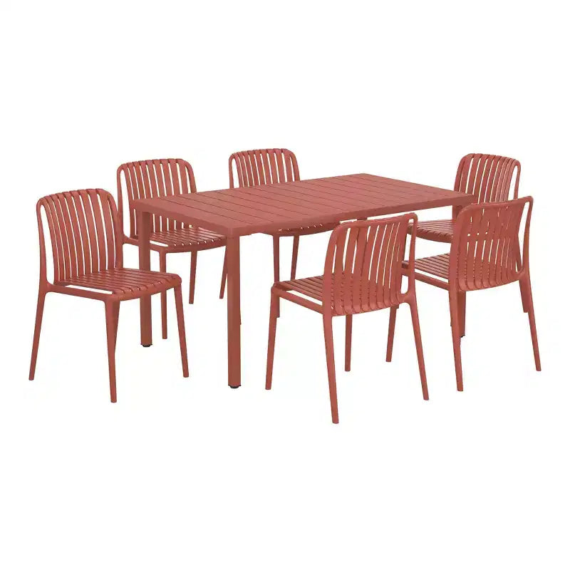 Set da 7 pezzi da pranzo per patio esterno WestinTrends Playa con sedie da patio impilabili