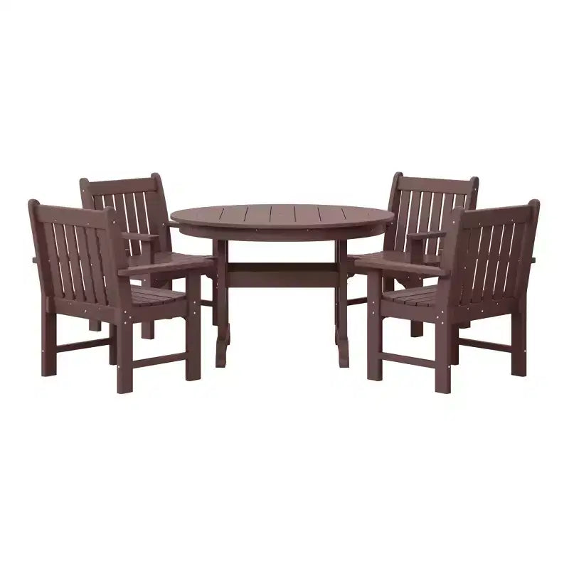 WestinTrends Malibu Set da Pranzo da Esterno 5 Pezzi con Tavolo Rotondo e Sedie in HDPE
