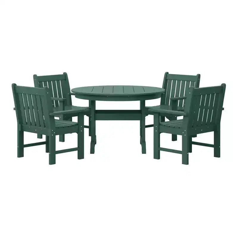WestinTrends Malibu Set da Pranzo da Esterno 5 Pezzi con Tavolo Rotondo e Sedie in HDPE
