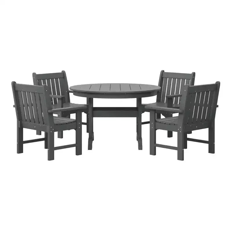 WestinTrends Malibu Set da Pranzo da Esterno 5 Pezzi con Tavolo Rotondo e Sedie in HDPE