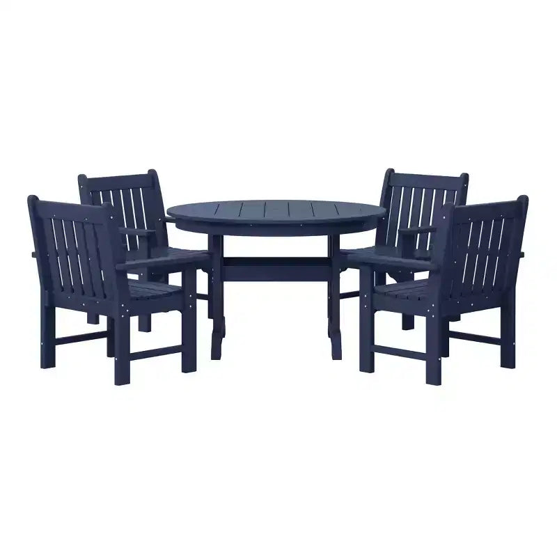 WestinTrends Malibu Set da Pranzo da Esterno 5 Pezzi con Tavolo Rotondo e Sedie in HDPE