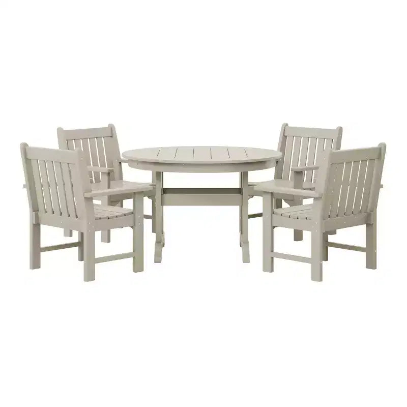 WestinTrends Malibu Set da Pranzo da Esterno 5 Pezzi con Tavolo Rotondo e Sedie in HDPE