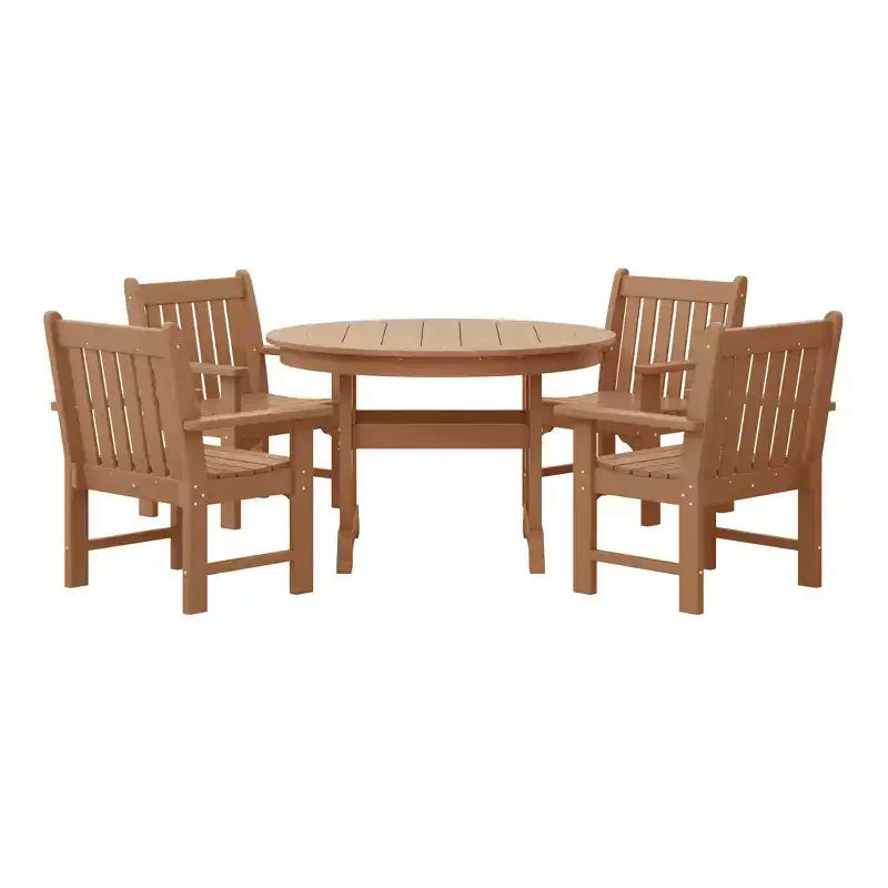 WestinTrends Malibu Set da Pranzo da Esterno 5 Pezzi con Tavolo Rotondo e Sedie in HDPE
