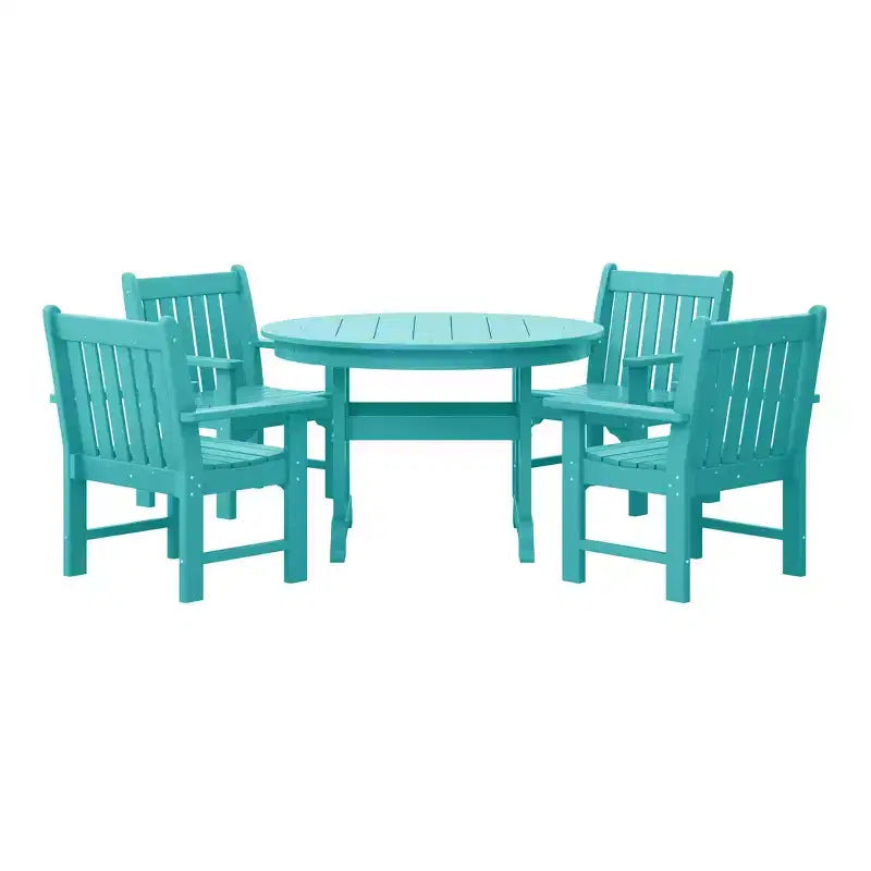WestinTrends Malibu Set da Pranzo da Esterno 5 Pezzi con Tavolo Rotondo e Sedie in HDPE