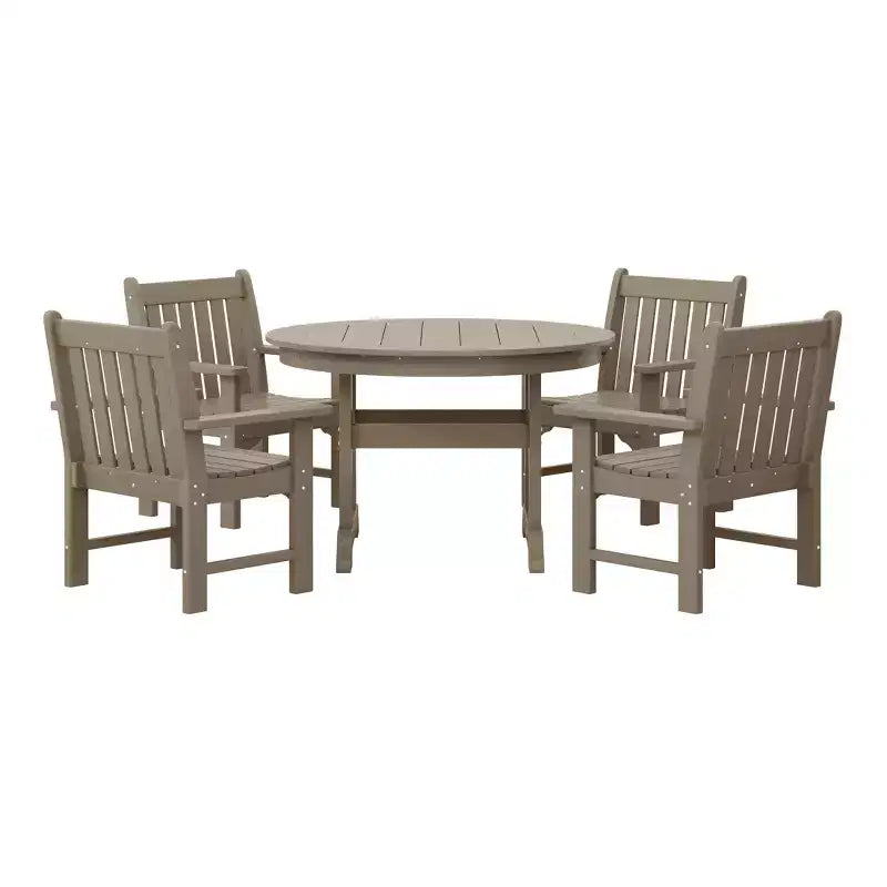WestinTrends Malibu Set da Pranzo da Esterno 5 Pezzi con Tavolo Rotondo e Sedie in HDPE