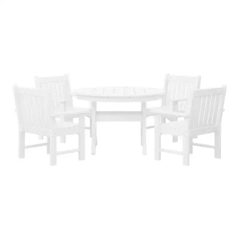 WestinTrends Malibu Set da Pranzo da Esterno 5 Pezzi con Tavolo Rotondo e Sedie in HDPE