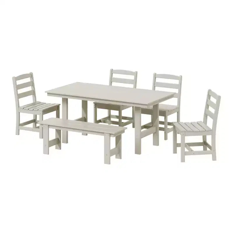 Set da pranzo rettangolare da esterno WestinTrends Ashore a 6 pezzi in HDPE con panca