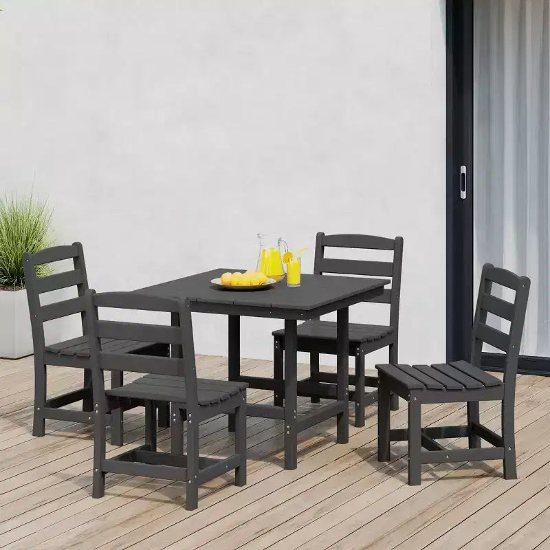 WestinTrends Ashore Set da pranzo quadrato da esterno 5 pezzi in HDPE con sedie laterali senza braccioli