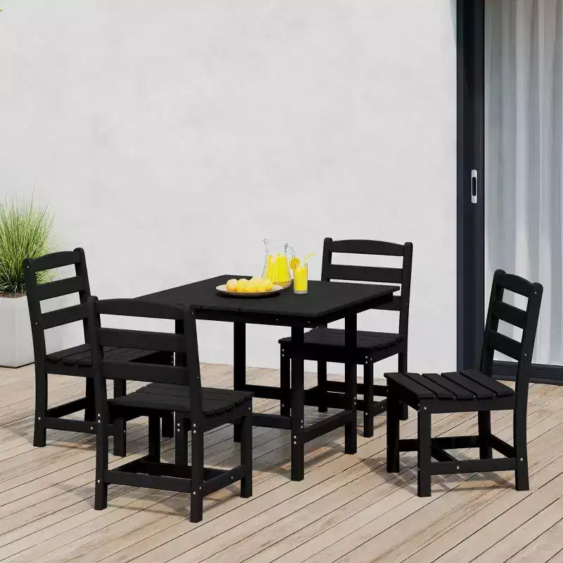 WestinTrends Ashore Set da pranzo quadrato da esterno 5 pezzi in HDPE con sedie laterali senza braccioli