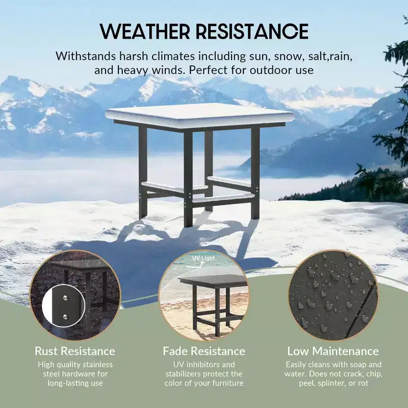 WestinTrends Ashore Set da pranzo quadrato da esterno 5 pezzi in HDPE con sedie laterali senza braccioli