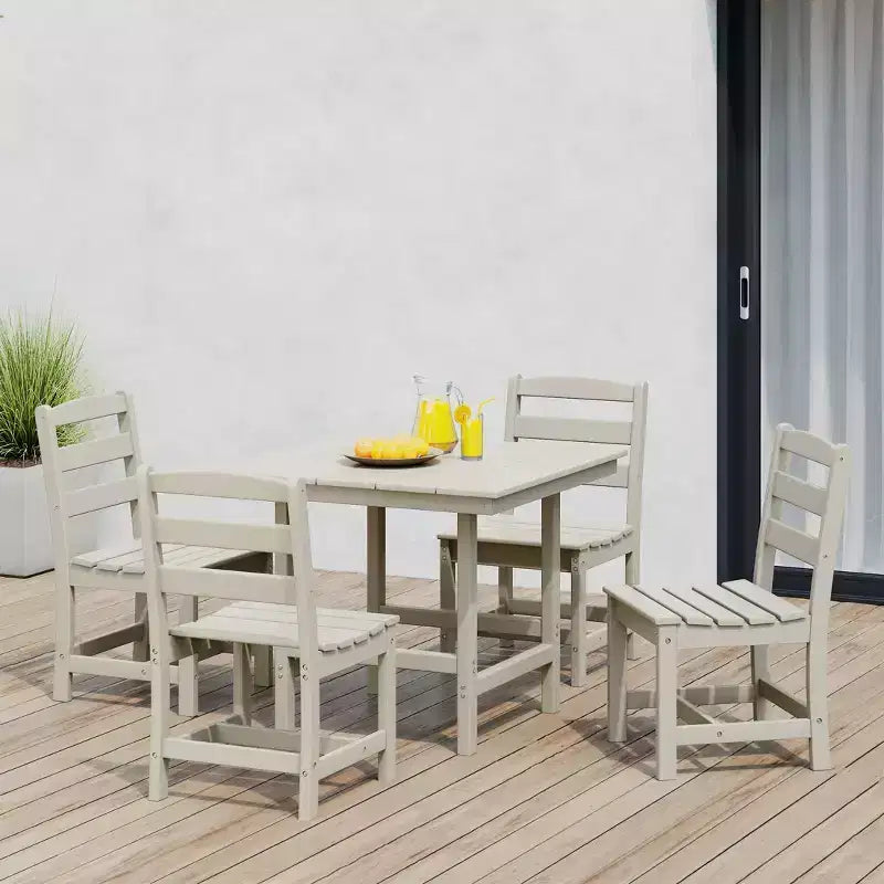 WestinTrends Ashore Set da pranzo quadrato da esterno 5 pezzi in HDPE con sedie laterali senza braccioli