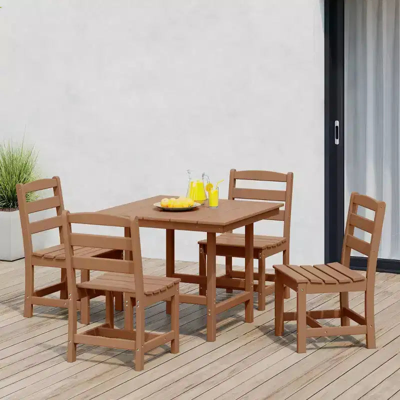 WestinTrends Ashore Set da pranzo quadrato da esterno 5 pezzi in HDPE con sedie laterali senza braccioli