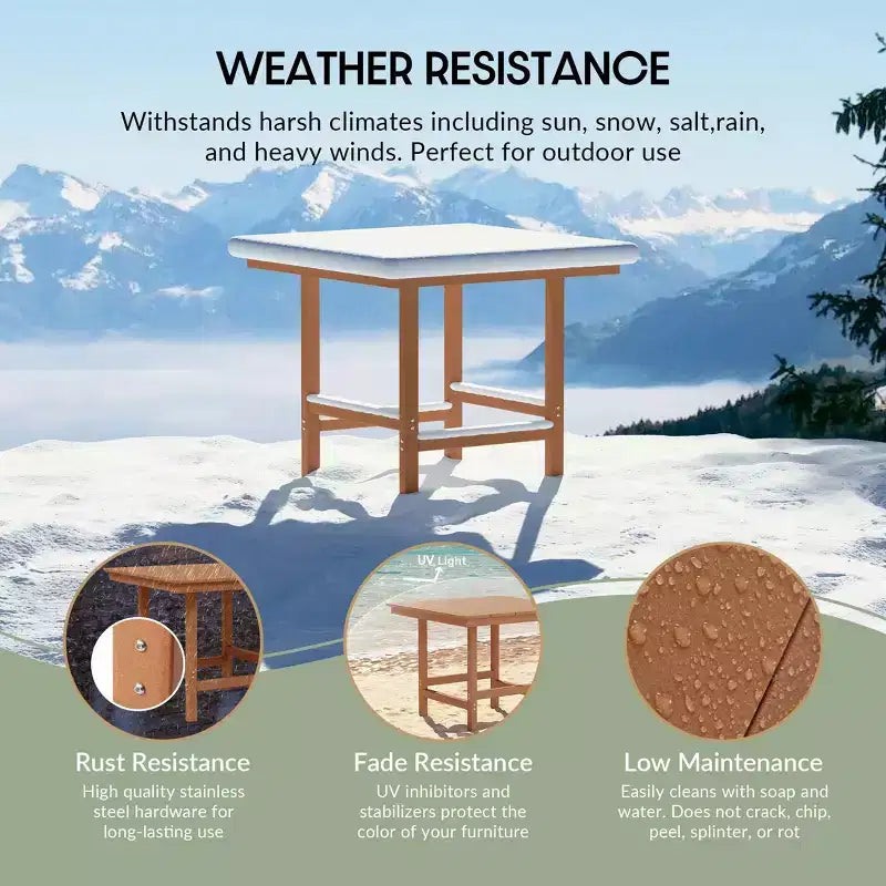 WestinTrends Ashore Set da pranzo quadrato da esterno 5 pezzi in HDPE con sedie laterali senza braccioli