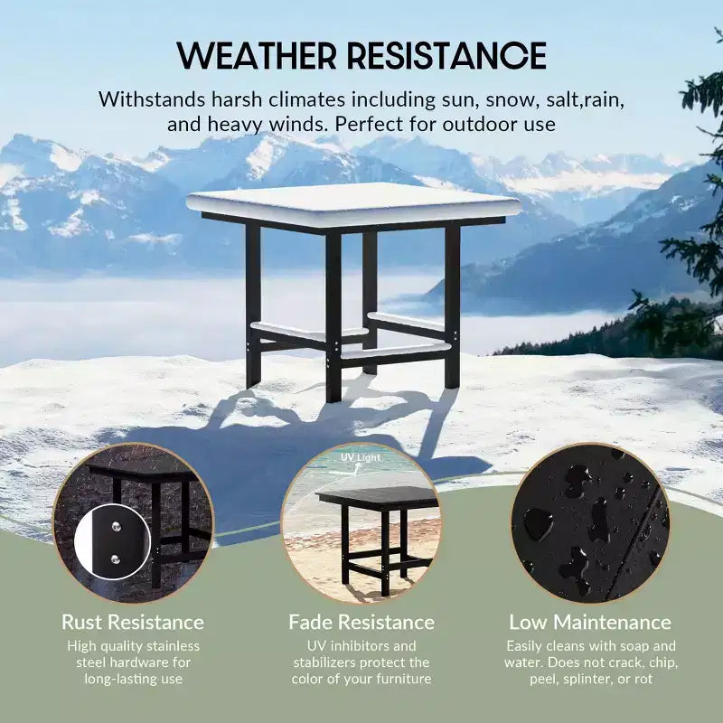 WestinTrends Ashore Set da pranzo quadrato da esterno 5 pezzi in HDPE con sedie laterali senza braccioli