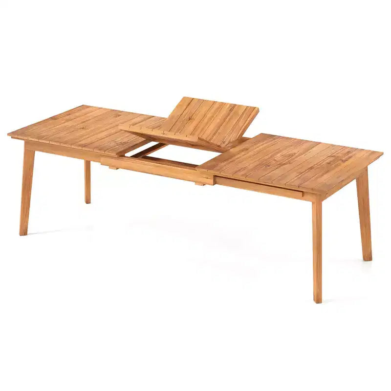 Tavolo da pranzo estensibile rettangolare da esterno Costway 71-94 in legno di teak, per 6-8 persone,