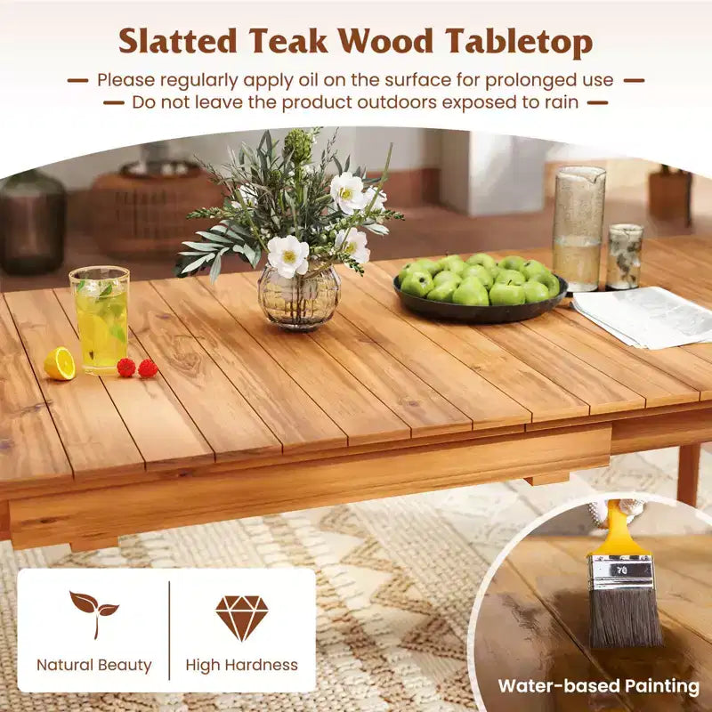 Tavolo da pranzo estensibile rettangolare da esterno Costway 71-94 in legno di teak, per 6-8 persone,