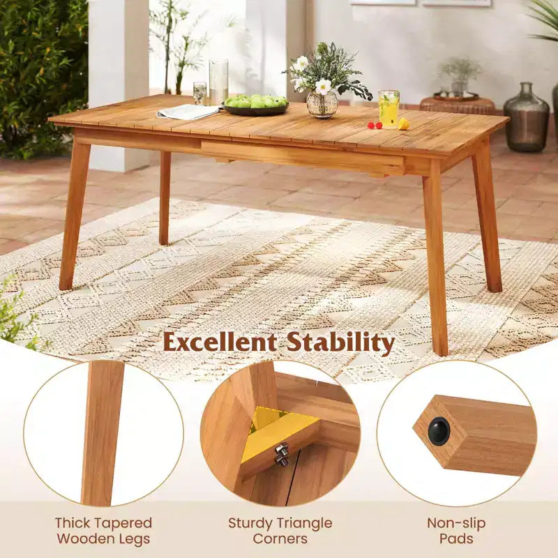 Tavolo da pranzo estensibile rettangolare da esterno Costway 71-94 in legno di teak, per 6-8 persone,