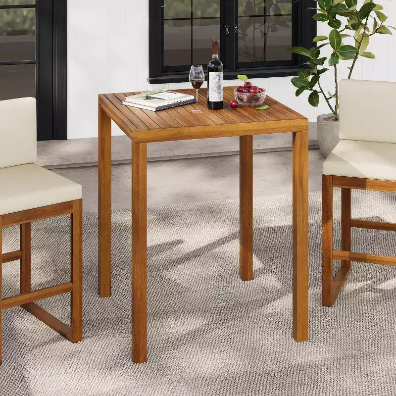 Christopher Knight Home Goleta Tavolo Alto da Bar da Esterno in Legno di Acacia con Piano a Doghe, Altezza 100 cm