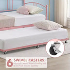 Divano letto con rotelle, Divano letto in metallo di dimensioni doppie, Letto a rotelle singolo con piattaforma a doghe in acciaio resistente per soggiorno, camera da letto e camera degli ospiti