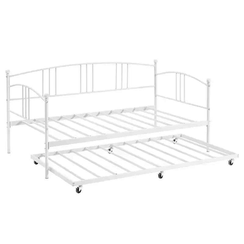 Divano letto con rotelle, Divano letto in metallo di dimensioni doppie, Letto a rotelle singolo con piattaforma a doghe in acciaio resistente per soggiorno, camera da letto e camera degli ospiti
