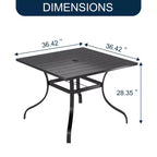CLIHOME Set da pranzo da esterno 5 pezzi, con tavolo quadrato con foro per ombrellone e sedie in rete Set da patio
