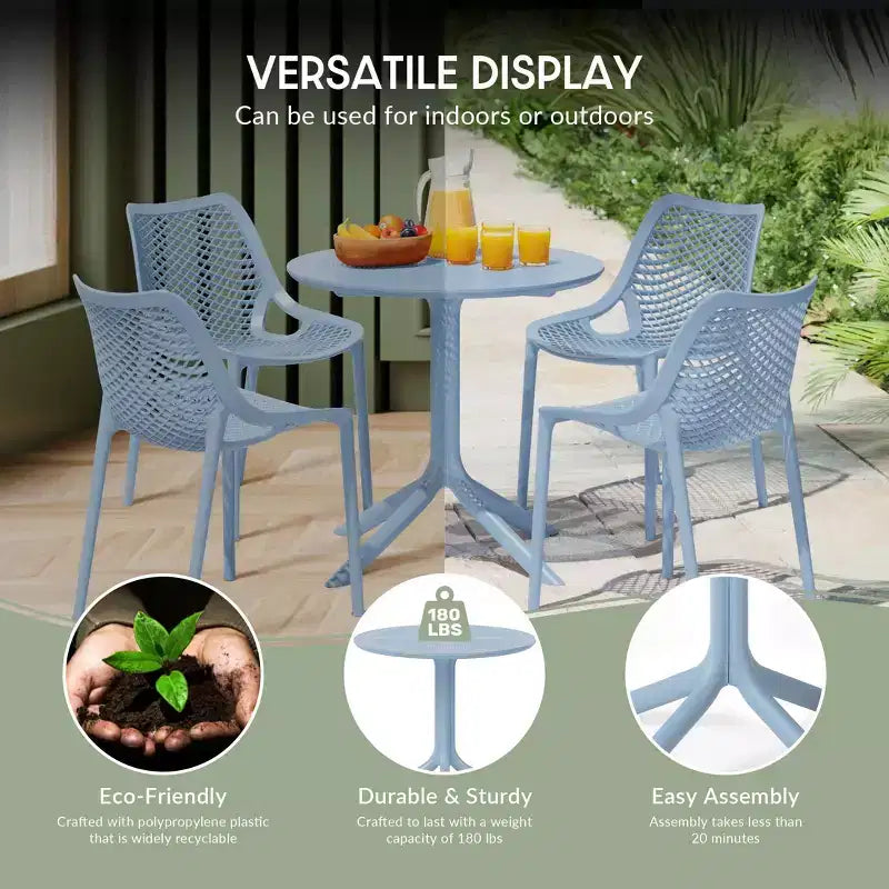 Tavolo da pranzo rotondo da esterno in plastica per 4 persone WestinTrends Playa 31.5