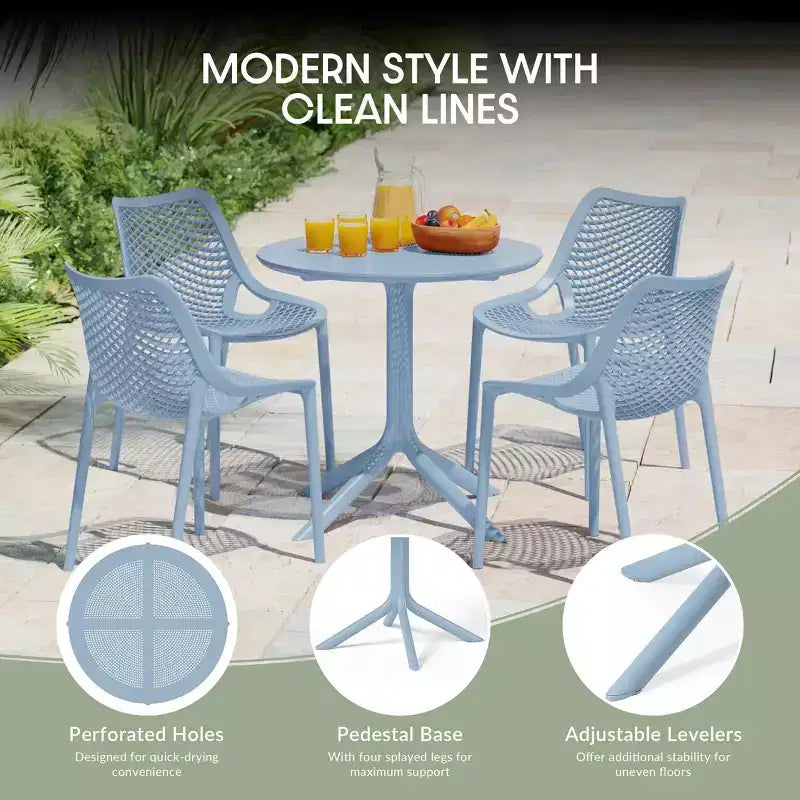 Tavolo da pranzo rotondo da esterno in plastica per 4 persone WestinTrends Playa 31.5