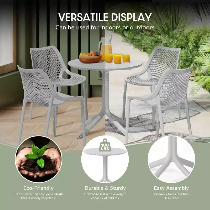 Tavolo da pranzo rotondo da esterno in plastica per 4 persone WestinTrends Playa 31.5