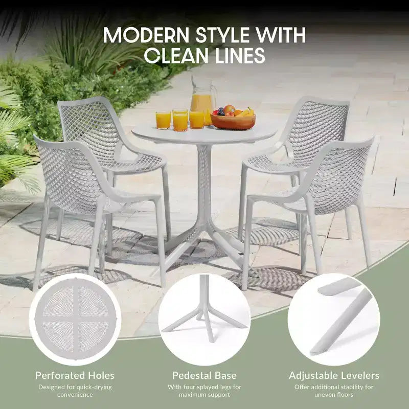 Tavolo da pranzo rotondo da esterno in plastica per 4 persone WestinTrends Playa 31.5