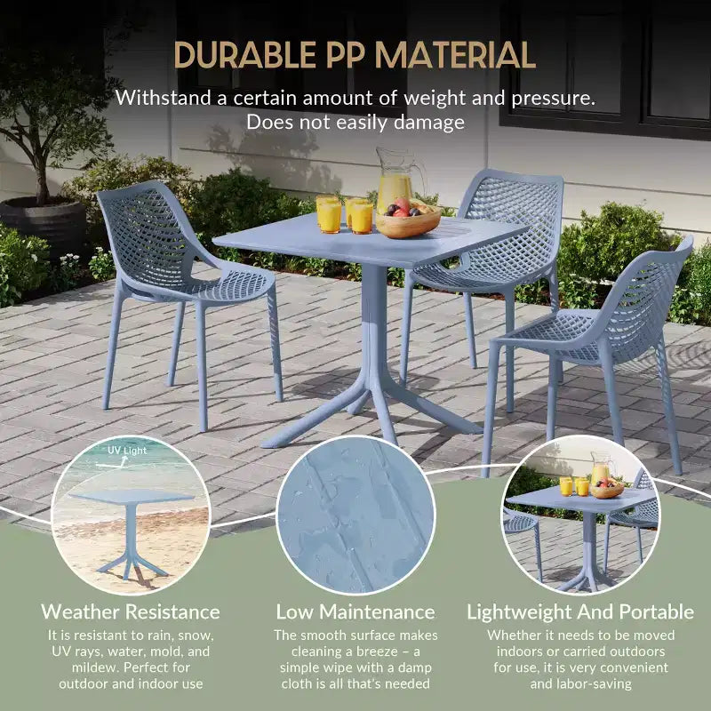WestinTrends Playa, tavolo da pranzo da esterno quadrato in resina plastica da 31,5" per 4 persone