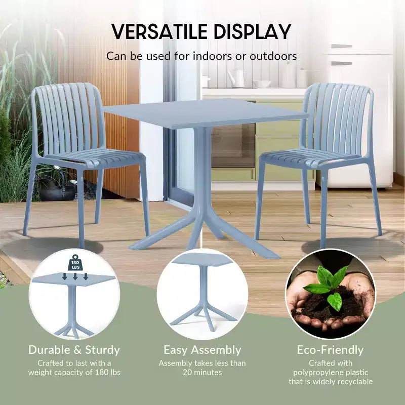 WestinTrends Playa, tavolo da pranzo da esterno quadrato in resina plastica da 31,5" per 4 persone