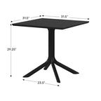 WestinTrends Playa, tavolo da pranzo da esterno quadrato in resina plastica da 31,5" per 4 persone
