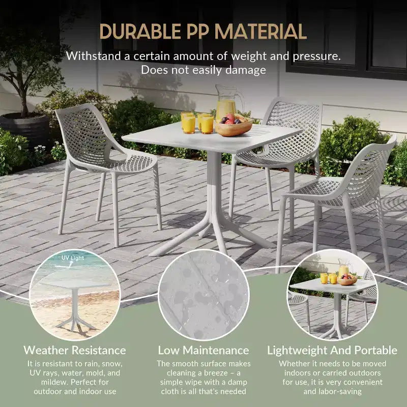WestinTrends Playa, tavolo da pranzo da esterno quadrato in resina plastica da 31,5" per 4 persone