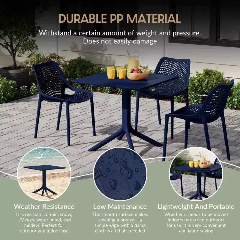 WestinTrends Playa, tavolo da pranzo da esterno quadrato in resina plastica da 31,5" per 4 persone