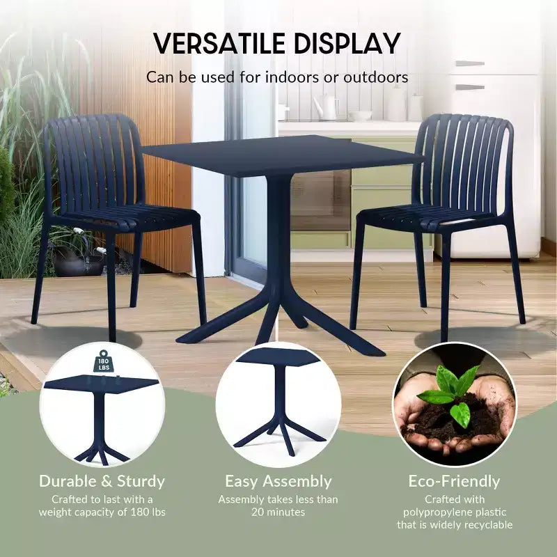 WestinTrends Playa, tavolo da pranzo da esterno quadrato in resina plastica da 31,5" per 4 persone