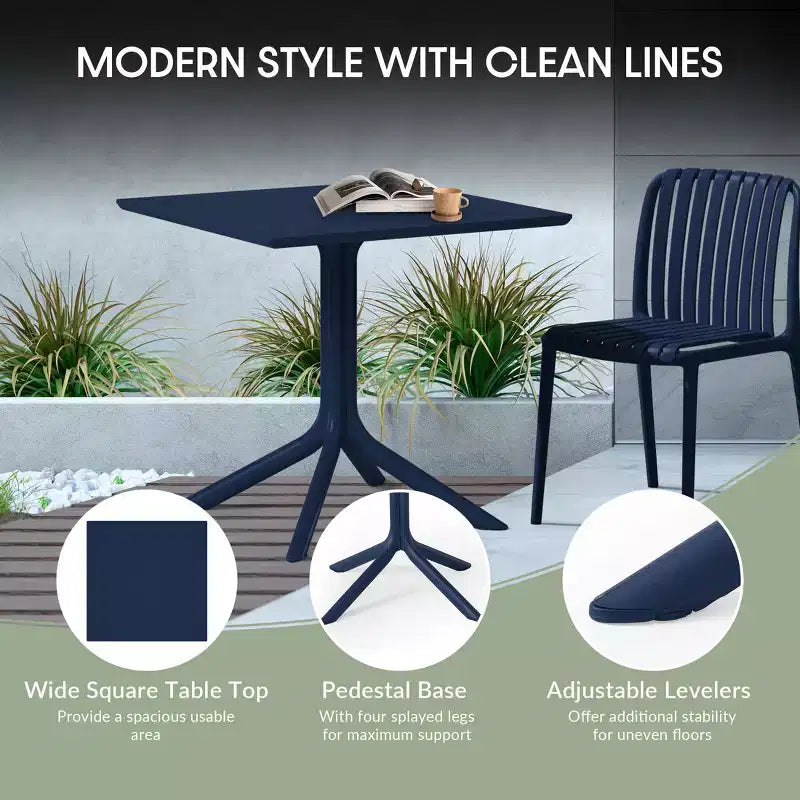 WestinTrends Playa, tavolo da pranzo da esterno quadrato in resina plastica da 31,5" per 4 persone