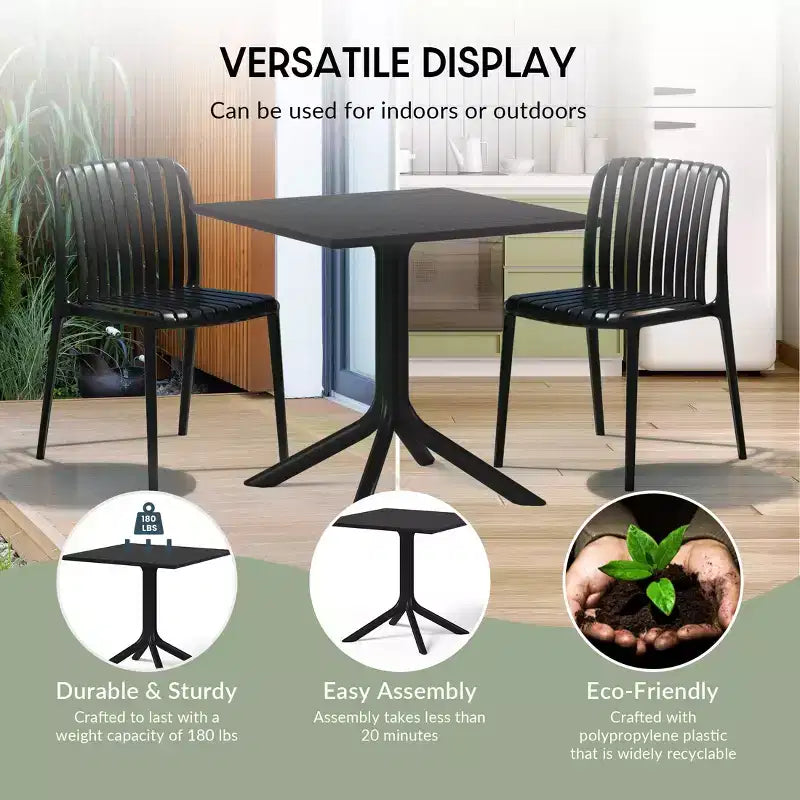 WestinTrends Playa, tavolo da pranzo da esterno quadrato in resina plastica da 31,5" per 4 persone