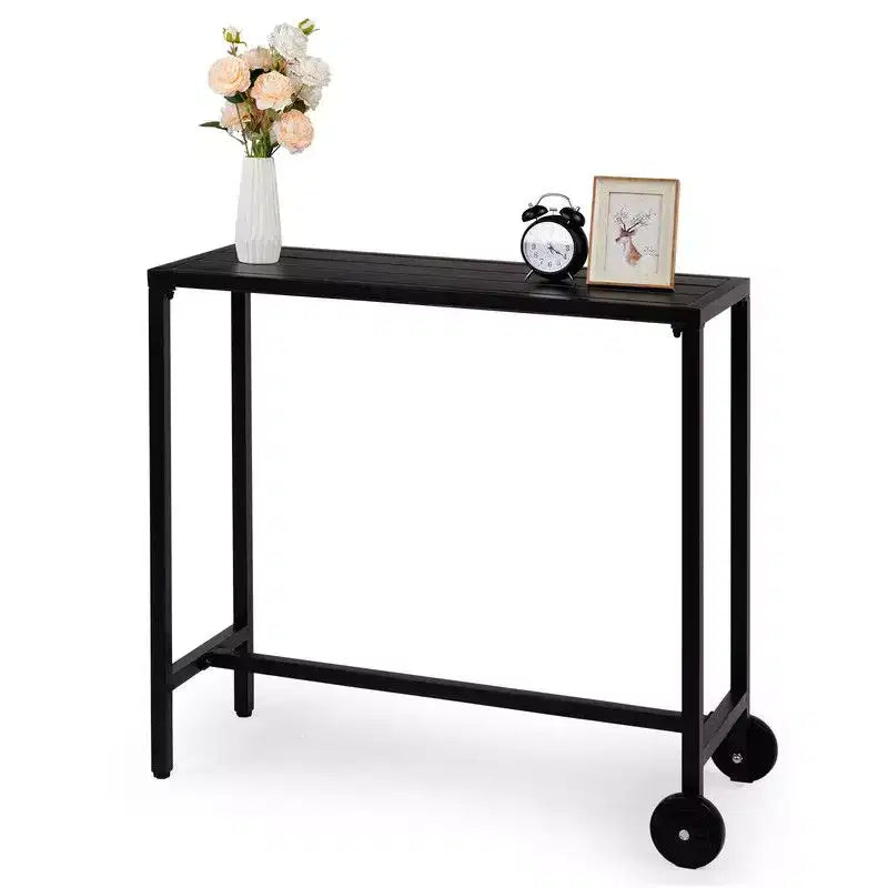 Karl Home Rectangle Outdoor Bar Table With Wheels