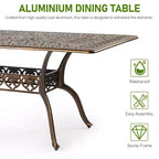 Tavolo rettangolare Karl Home in alluminio bronzato da 87 pollici per patio