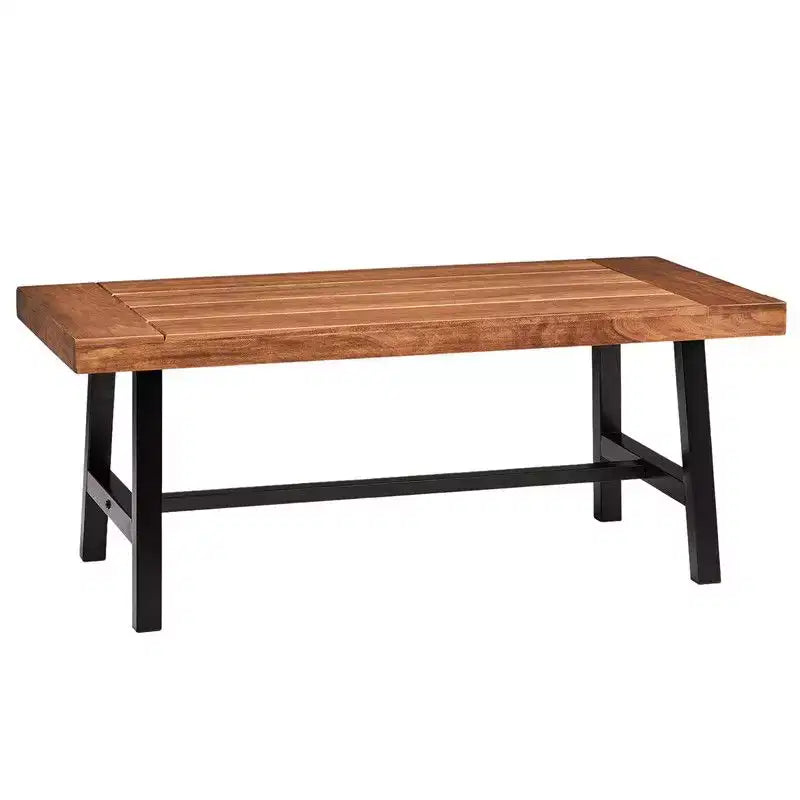 Karl Home Patio Poplar Wood Coffee Table with Metal Legs