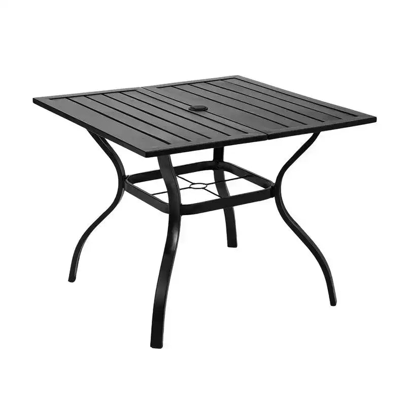 Karl Home Patio 35 In. Steel Square Dining Table With 1.57 In. Umbrella Hole